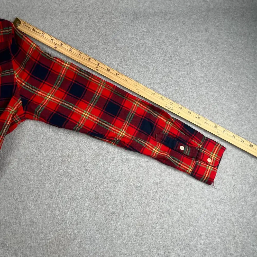Ralph Lauren Shirt Youth XL Red Blue Tartan Plaid Pony Long Sleeve